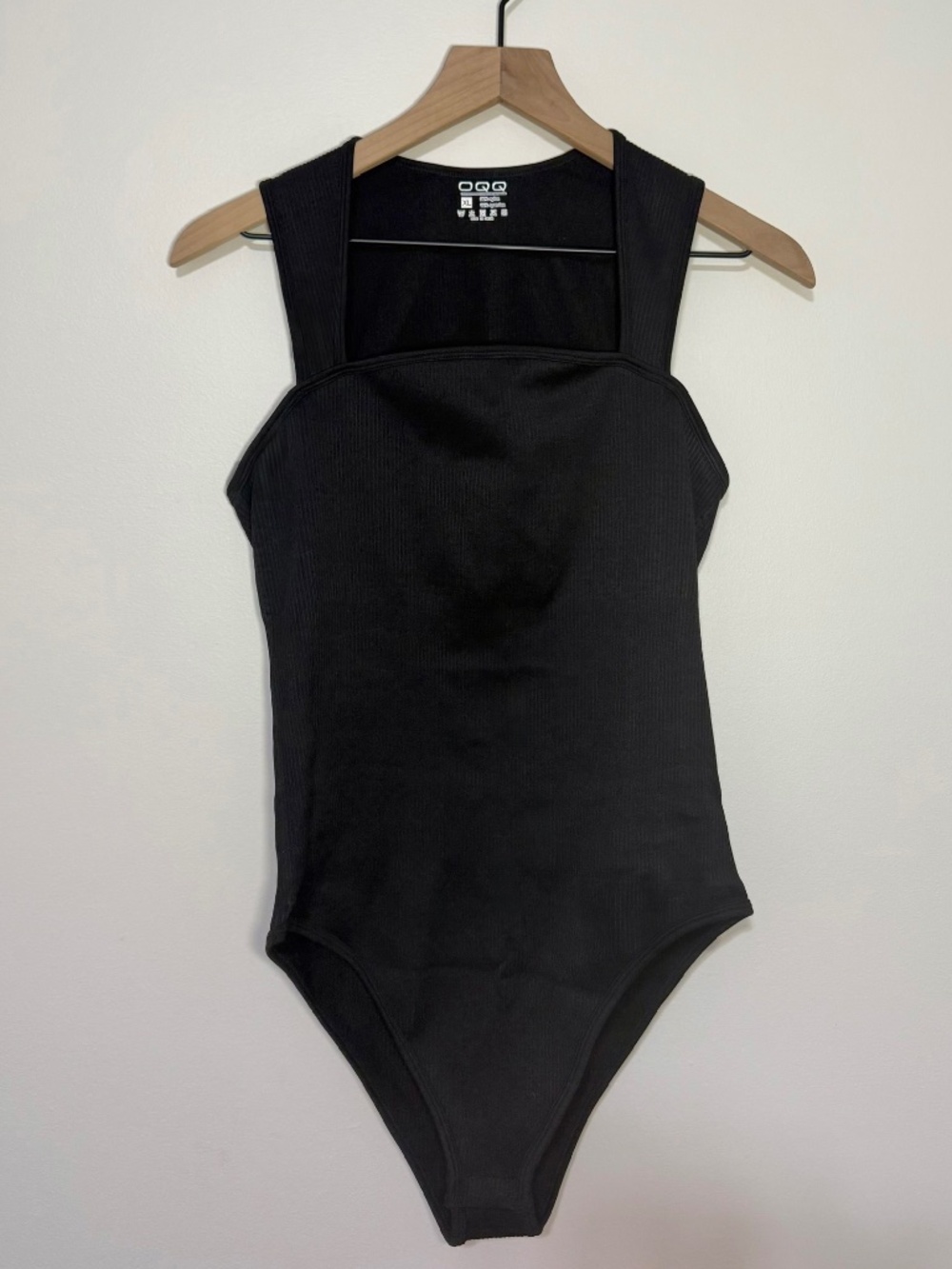 OQQ Black Ribbed Bodysuit